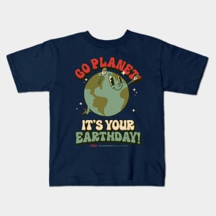 Go Planet It's Your Earth Day Retro Mascot Cute Earth Day Kids T-Shirt